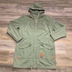 Rusty Y2K Vintage Army Green Long Parka Jacket Mens Large